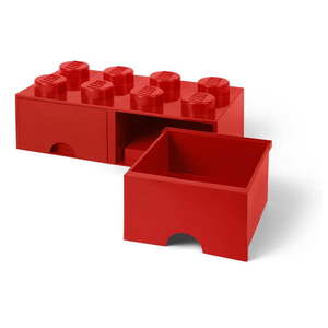 Červený úložný box s dvoma zásuvkami LEGO® vyobraziť
