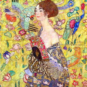 Reprodukcia obrazu Gustav Klimt Lady With Fan, 70 × 70 cm vyobraziť