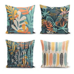 Súprava 4 obliečok na vankúše Minimalist Cushion Covers Colorful Leaves, 43 x 43 cm vyobraziť