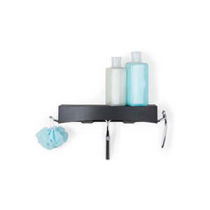 Čierna nástenná samodržiaca polička Compactor Clever Flip Shower Shelf vyobraziť
