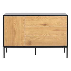 Nízka komoda v dekore duba v čierno-prírodnej farbe 120x82 cm Seaford – Actona vyobraziť