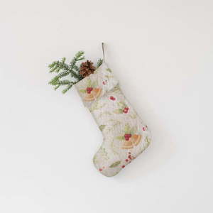 Látková vianočná pančucha Christmas Print Natural – Linen Tales vyobraziť