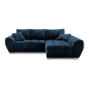 Kráľovskymodrá rozkladacia rohová pohovka so zamatovým poťahom Windsor & Co Sofas Nuage, pravý roh vyobraziť