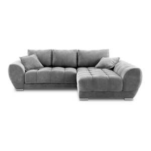 Sivá rozkladacia rohová pohovka so zamatovým poťahom Windsor & Co Sofas Nuage, pravý roh vyobraziť