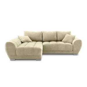 Béžová rozkladacia rohová pohovka so zamatovým poťahom Windsor & Co Sofas Nuage, ľavý roh vyobraziť