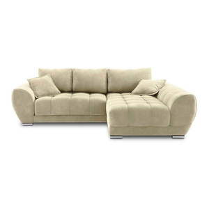 Béžová rozkladacia rohová pohovka so zamatovým poťahom Windsor & Co Sofas Nuage, pravý roh vyobraziť