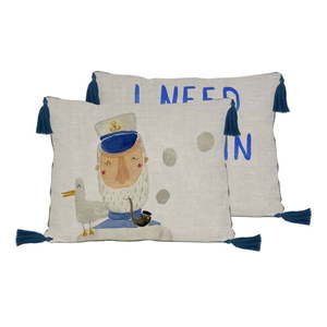 Béžový vankúš s prímesou ľanu Little Nice Things Captain, 50 x 35 cm vyobraziť