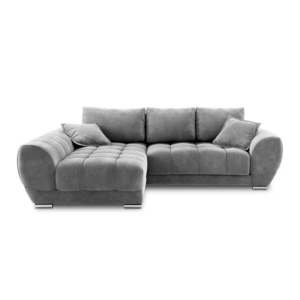 Sivá rozkladacia rohová pohovka so zamatovým poťahom Windsor & Co Sofas Nuage, ľavý roh vyobraziť