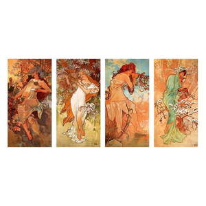 Reprodukcia obrazu Alfons Mucha - Pory Roku, 80 × 40 cm vyobraziť