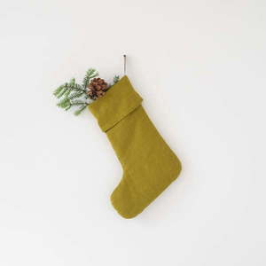 Látková vianočná pančucha Moss Green – Linen Tales vyobraziť