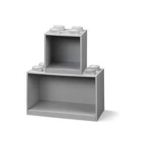Súprava 2 detských sivých nástenných políc LEGO® Brick vyobraziť
