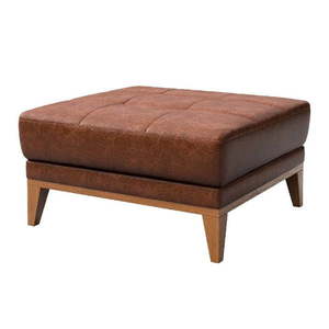 Koňakovohnedá kožená podnožka MESONICA Musso Tufted vyobraziť