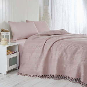 Ľahká bavlnená prikrývka na dvojlôžko Pique Lilac, 220 × 240 cm vyobraziť