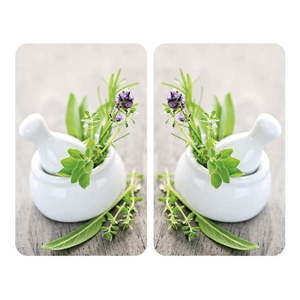 Súprava 2 sklenených krytov na sporák Wenko Herbal, 52 x 30 cm vyobraziť