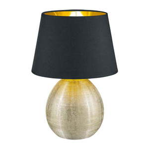 Čierna stolová lampa z keramiky a tkaniny Trio Luxor, výška 35 cm vyobraziť