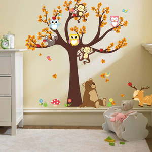 Detská samolepka Ambiance Tree with Animals vyobraziť