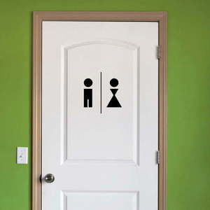 Čierna samolepka Ambiance Man And Woman Restroom vyobraziť
