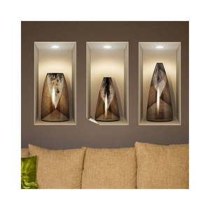 Sada 3 samolepiek s 3D efektom Ambiance Wooden Vases vyobraziť
