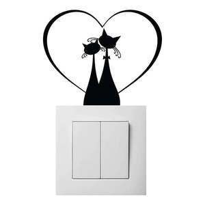 Čierna samolepka na vypínač Ambiance Cat Couple vyobraziť