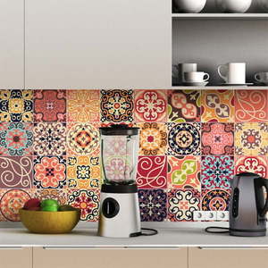 Sada 30 nástenných samolepiek Ambiance Cement Tiles La Valette, 10 × 10 cm vyobraziť