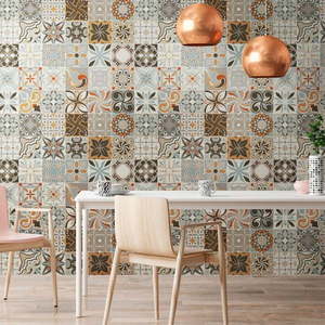 Sada 30 nástenných samolepiek Ambiance Cement Tiles Bali, 10 × 10 cm vyobraziť