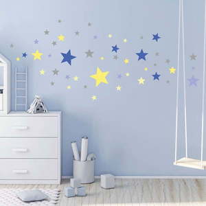 Sada 50 nástenných samolepiek Ambiance Stars Blue and Yellow vyobraziť