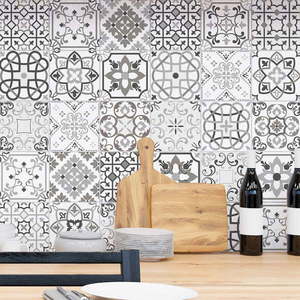 Sada 30 nástenných samolepiek Ambiance Cement Tiles Shade of Gray Bari, 10 × 10 cm vyobraziť