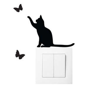 Čierna samolepka na vypínač Ambiance Cat vyobraziť