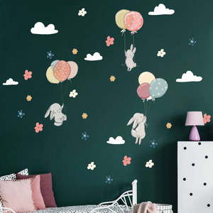Detské samolepky na stenu Ambiance Flying Rabbits vyobraziť