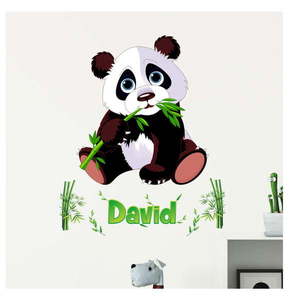 Sada nástenných samolepiek s pandou a písmenami Ambiance Bamboo vyobraziť
