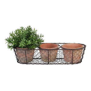 Set 3 terakotových kvetináčov a drôteného koša Esschert Design vyobraziť