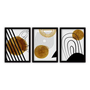 Súprava 3 obrazov v čiernom ráme Vavien Artwork Abstract Lines, 35 x 45 cm vyobraziť
