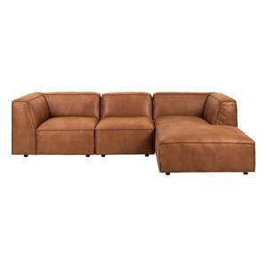 Koňakovohnedá rohová pohovka z recyklovanej kože Bonami Selection Fairfield, pravý roh, 282 cm vyobraziť