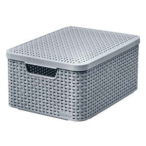 Sivý plastový úložný box s vekom 29x39x19 cm Style – Curver vyobraziť