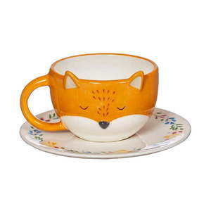 Oranžová dolomitová šálka s tanierikom Sass & Belle Finley Fox, 300 ml vyobraziť