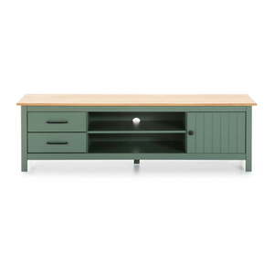 Zelený/v prírodnej farbe TV stolík z borovicového dreva 158x47 cm Miranda – Marckeric vyobraziť