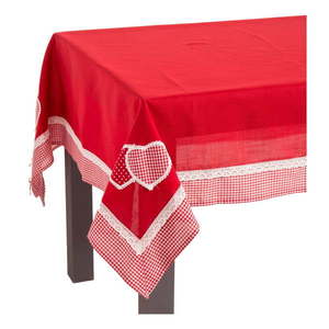 Červený obrus Casa Selección Hearts, 150 x 210 cm vyobraziť