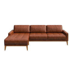 Červenohnedá kožená rohová pohovka MESONICA Musso Tufted, ľavý roh vyobraziť