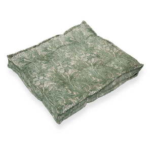 Zelený sedák s prímesou ľanu Tierra Bella Green Flowers, 37 x 37 cm vyobraziť