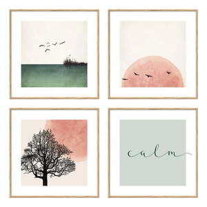 Plagáty v ráme 4 ks 30x30 cm Calm vyobraziť