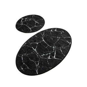 Súprava 2 čiernych oválnych kúpeľňových predložiek Foutastic Marble vyobraziť