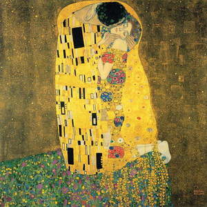 Reprodukcia obrazu Gustav Klimt - The Kiss, 70 x 70 cm vyobraziť