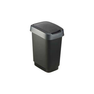 Odpadkový kôš z recyklovaného plastu v strieborno-čiernej farbe 10 l Twist - Rotho vyobraziť