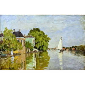 Reprodukcia obrazu Claude Monet - Houses on the Achterzaan, 90 × 60 cm vyobraziť