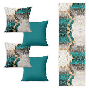 Set behúňa na stôl a 4 obliečky na vankúše Optic - Minimalist Cushion Covers vyobraziť