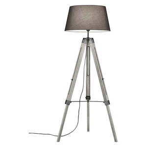Sivá stojacia lampa z prírodného dreva a tkaniny Trio Tripod, výška 143 cm vyobraziť