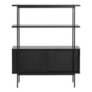 Čierna knižnica v dekore jaseňa s posuvnými dverami 94x114 cm Angus – Actona vyobraziť