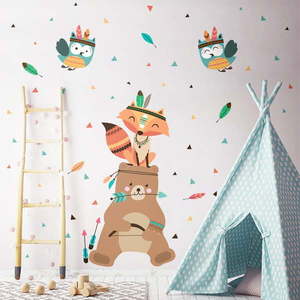 Detské samolepky na stenu Ambiance Bear Indian Happy vyobraziť