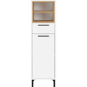 Biela vysoká kúpeľňová skrinka v dekore duba 34x118 cm Loria - Germania vyobraziť