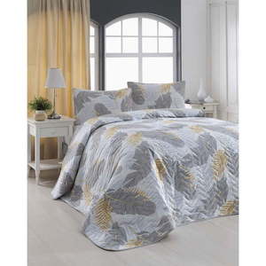 Set prešívaného prehozu a 2 obliečok na vankúše Eponj Home Altin Yaprak Grey, 200 x 220 cm vyobraziť